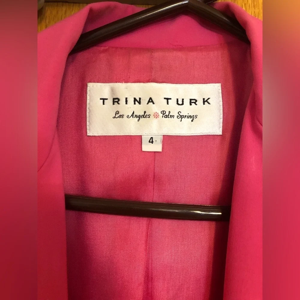 Trina Turk Hot Pink 3/4 Sleeve Barbie Style Blazer Sz 4